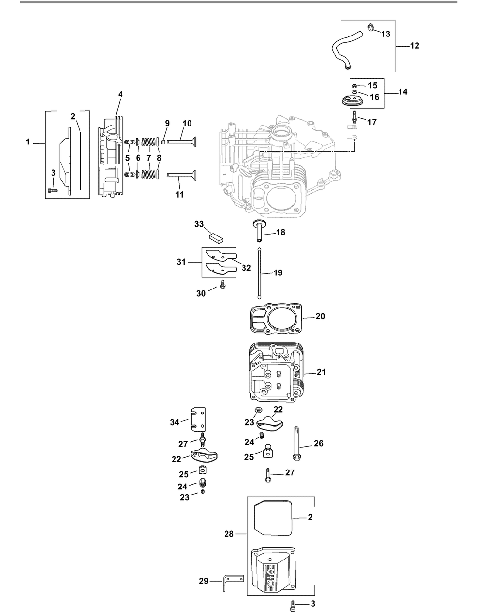 Sv810 Head Valve Breather Diagram and Parts List for Z-FORCE44 17AF3AGL-17AF3AGL010 Cub Cadet Lawn Tractor